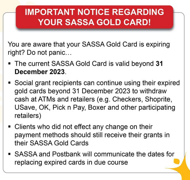 SASSA Gold Card Expiry Date 2024